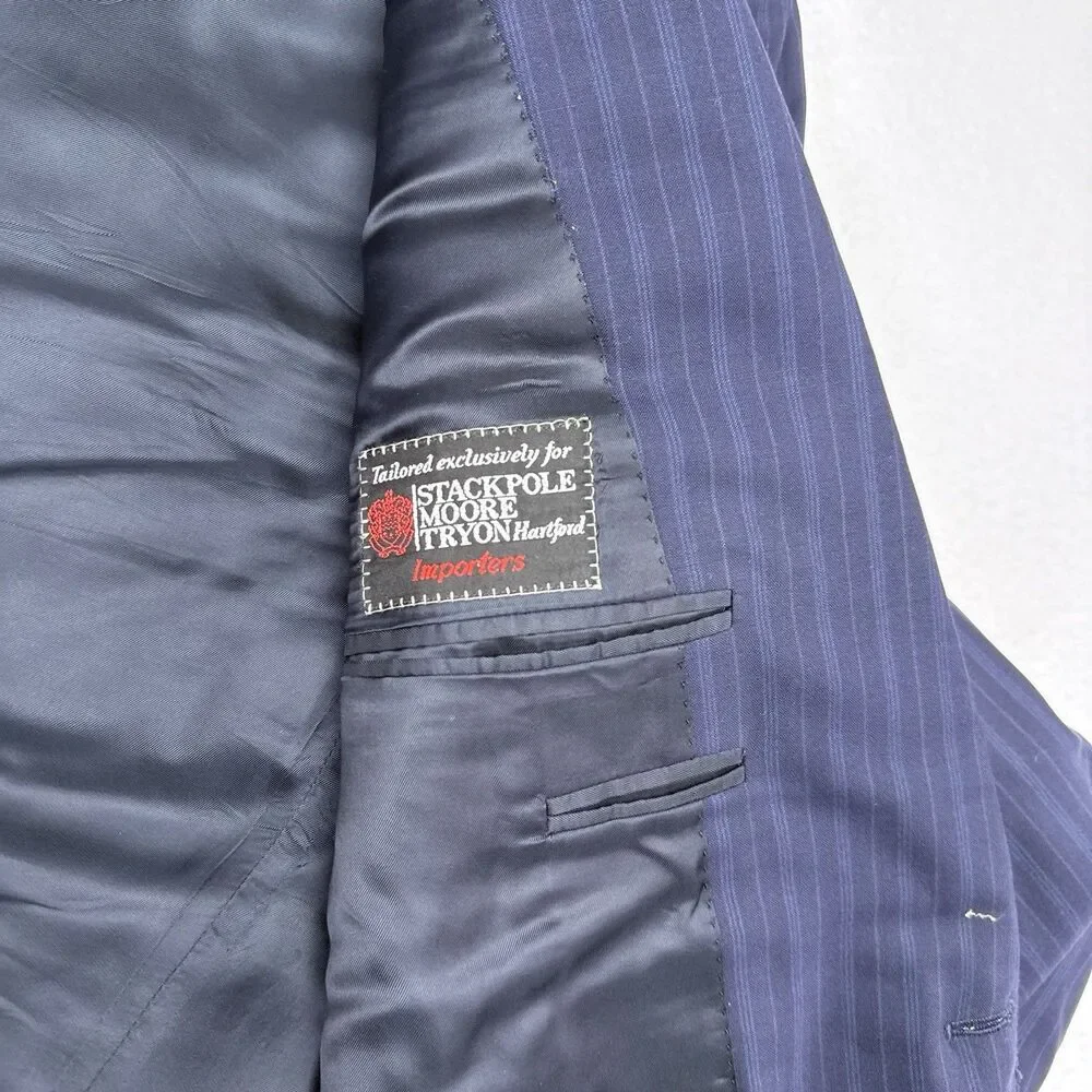 Canali Blazer Jacket Mens Size 42 R Navy Blue Wool Pinstripe‎ Made in Italy